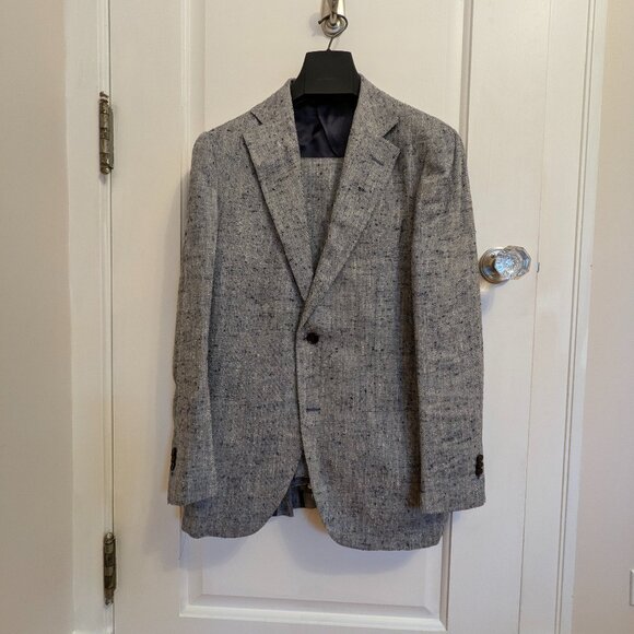 Suit Supply Jort Herringbone Silk and Linen Suit - Picture 1 of 7